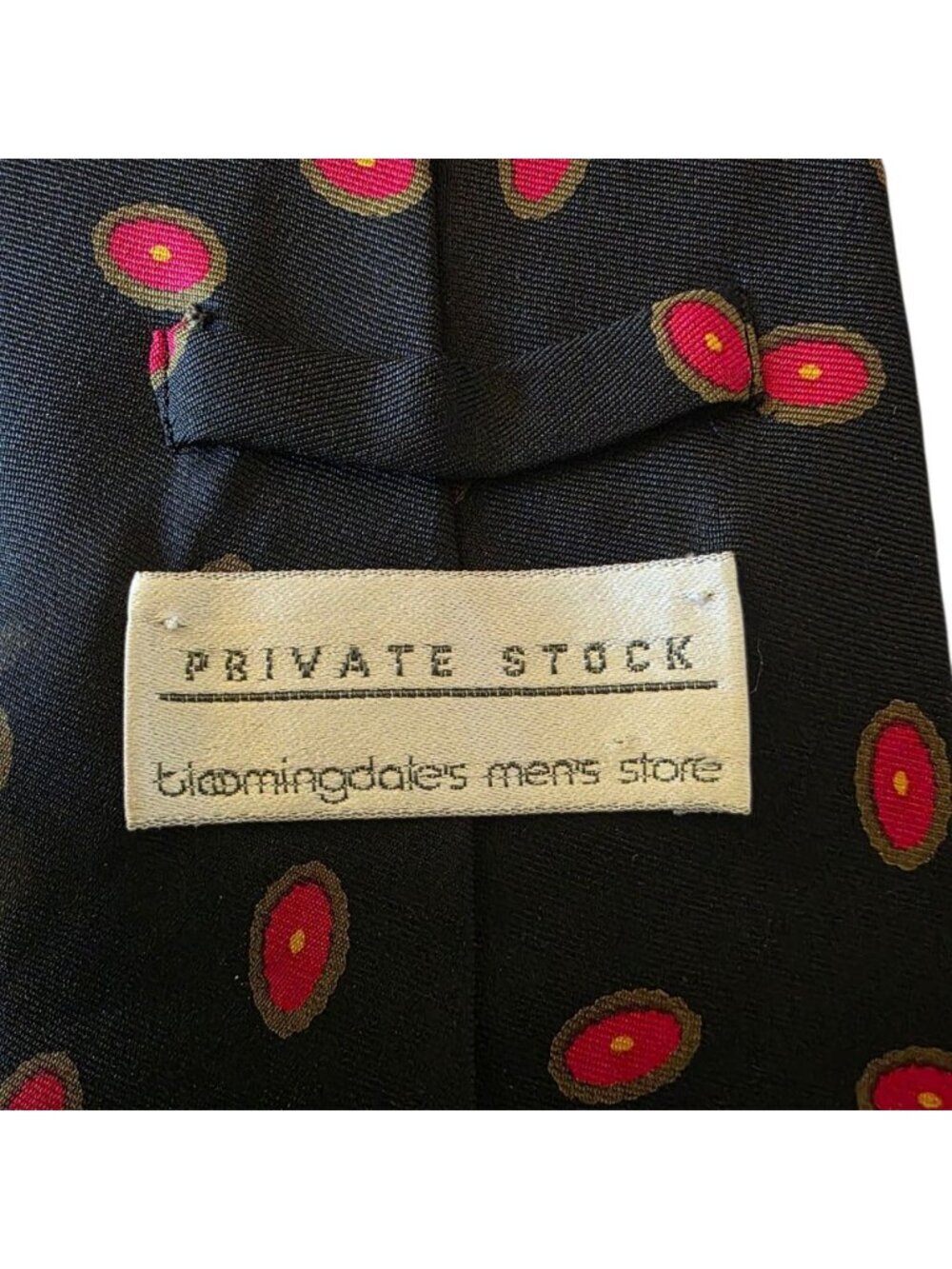 Private Stock Italian Silk Tie Vintage Black Red Gold Medallion Geometric Luxury - Picture 10 of 11